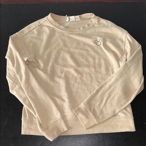 Disney XS Tan Crewneck Sweater with Icon